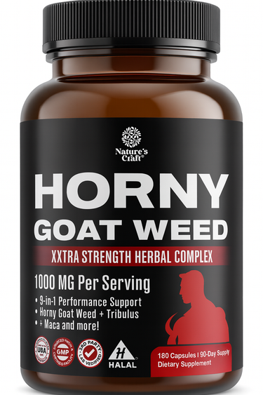 Horny Goat Weed for Men – Extra Strength Male Supplement with Black Maca Root, Tongkat Ali, Saw Palmetto & Panax Ginseng Extract for Stamina & Energy – 180 Capsules